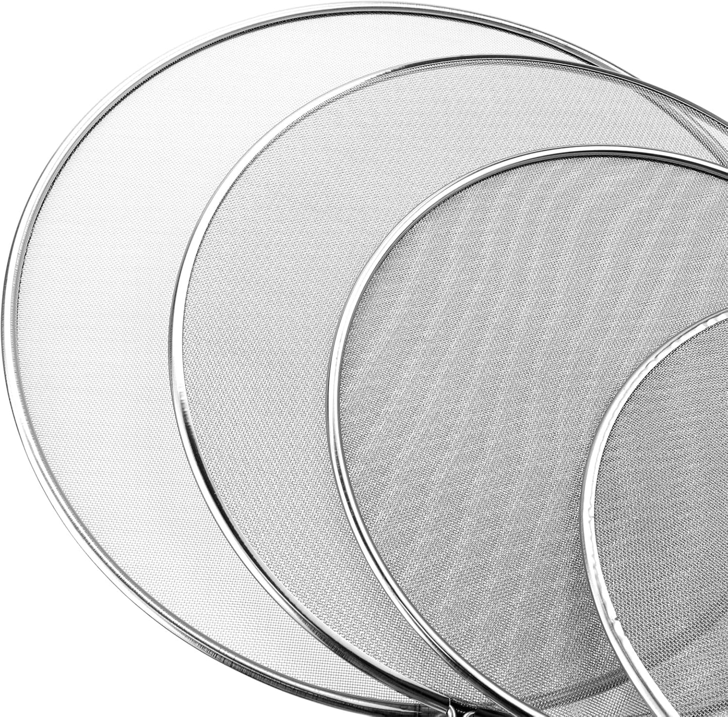 Oedema Set of 4 Splatter Screen Stainless Steel Grease Splatter Guard | 13"/11.42"/9.84"/8.23", Fine Mesh Splatter Screen, for Frying Pan, Skillet, Pot