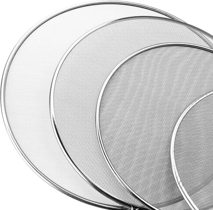 Oedema Set of 4 Splatter Screen Stainless Steel Grease Splatter Guard | 13"/11.42"/9.84"/8.23", Fine Mesh Splatter Screen, for Frying Pan, Skillet, Pot
