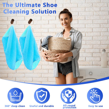 Reusable Shoe Washing Bag, 2-Pack Chenille Laundry Bag for Washer & Dryer. | Soft chenille fibers help deep clean sneakers while the hidden zipper keeps shoes secure and helps protect your washer.