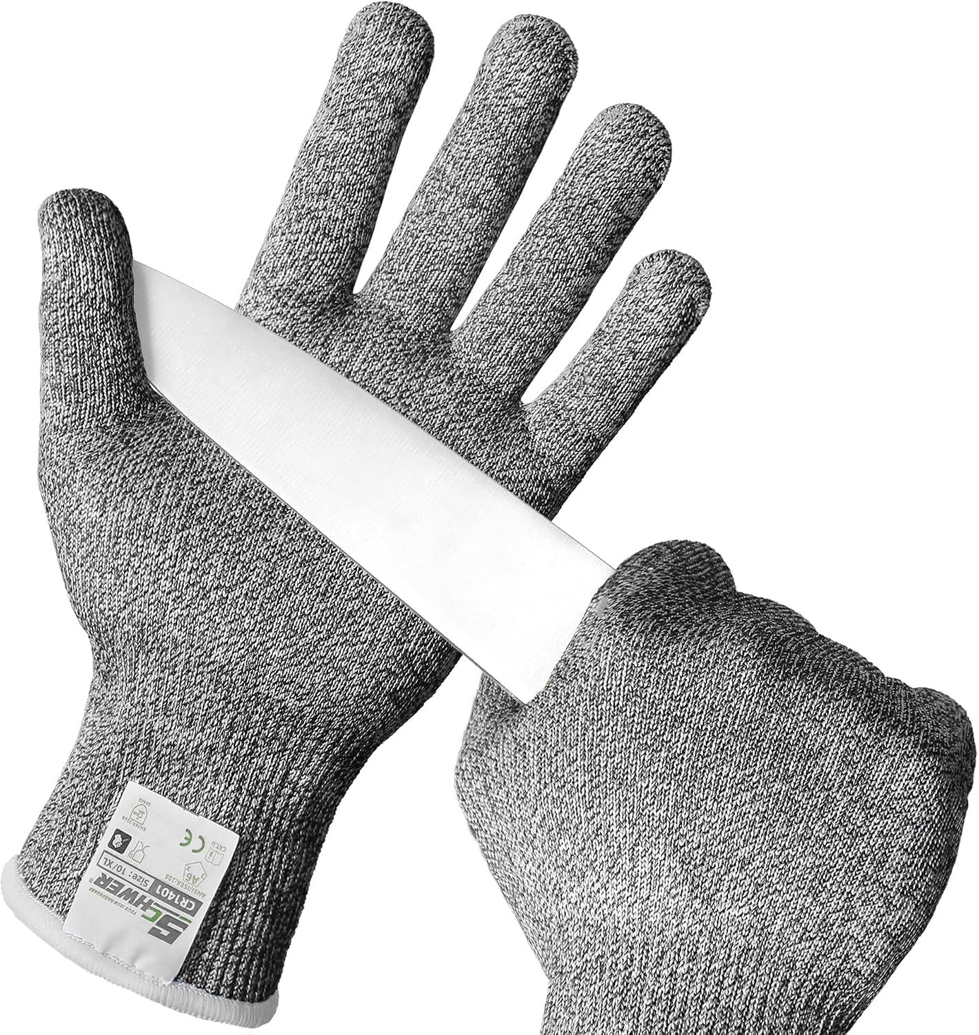 Schwer SlicePro Ultra-Durable ANSI Cut Resistant Gloves PR1501, 10X Reinforced Food Grade Cutting Glove, Mandoline Gloves for Kitchen Meat Cutting, Oyster Shucking, Fish Fillet Processing, M | Non PFAS, No Glass Fiber, for Kitchen Food Prep, Mandolin