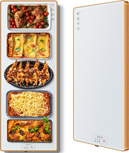 Electric Warming Tray,Extralong 47"x12",Tempered Glass Warming Mat for Food