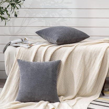 GAWAMAY Lumbar Support Pillow Decorative Rectangle Throw Pillow Covers 12"x20" Inch Set of 2, Soft Chenille Fall Pillowcase for Living Room Bedroom Sofa Couch Cushion Cover Grey 30x50cm (No Insert)