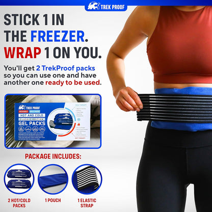 Ice Packs for Injuries Reusable (3-Piece Set) – Hot and Cold Ice Pack Therapy Gel Wrap Support – Supports Recovery, Joint and Muscle Pain – Knees, Back & More (3 Piece Set - Classic)