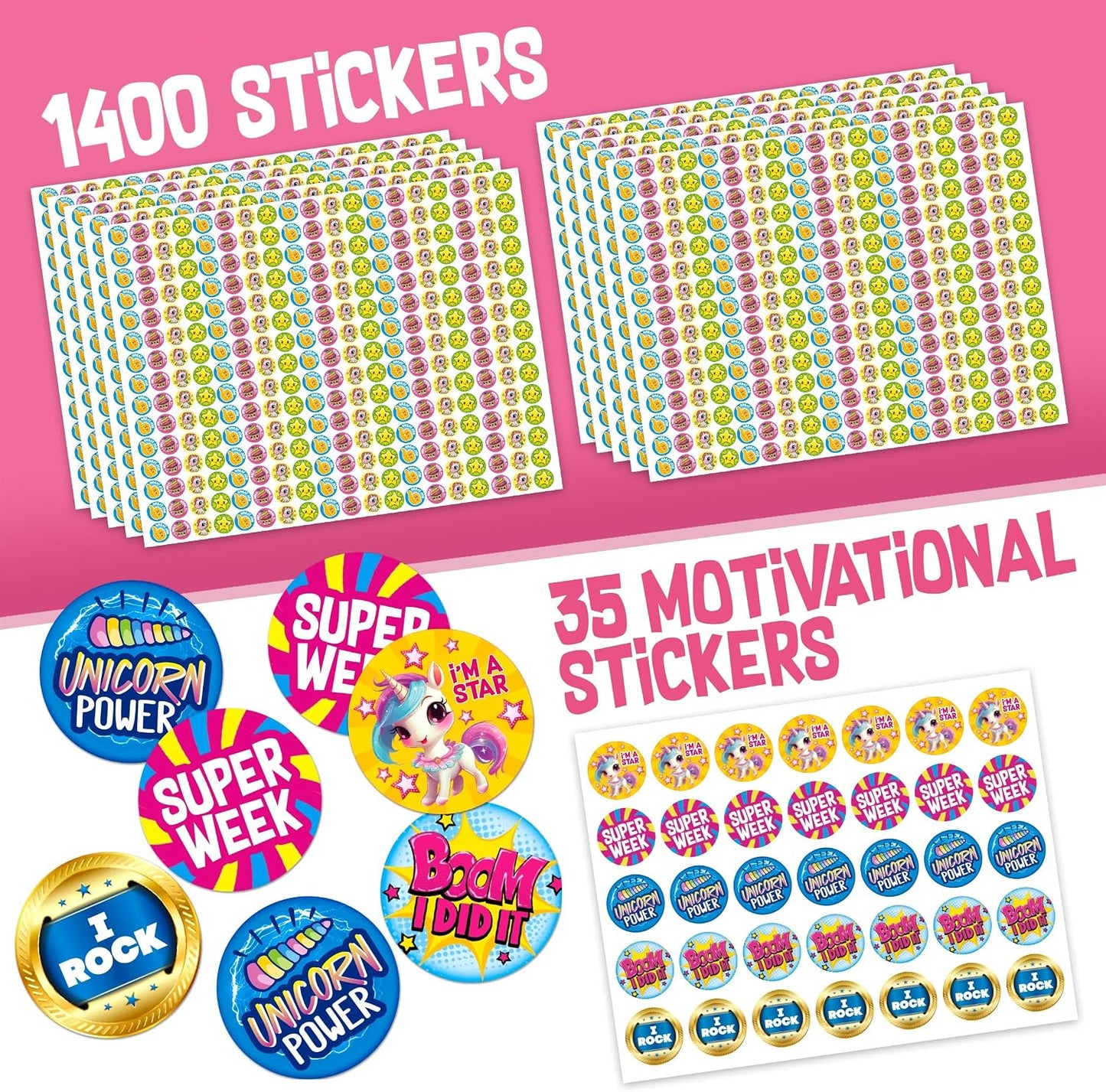 Behavior Reward Chart System - Pad with 26 Chore Charts for Kids, 2800 Stickers to Motivate Responsibility & Good Habits