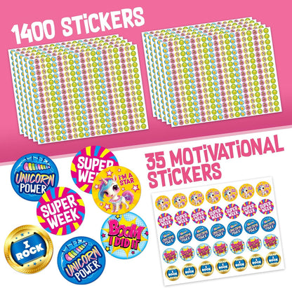 Behavior Reward Chart System - Pad with 26 Chore Charts for Kids, 2800 Stickers to Motivate Responsibility & Good Habits