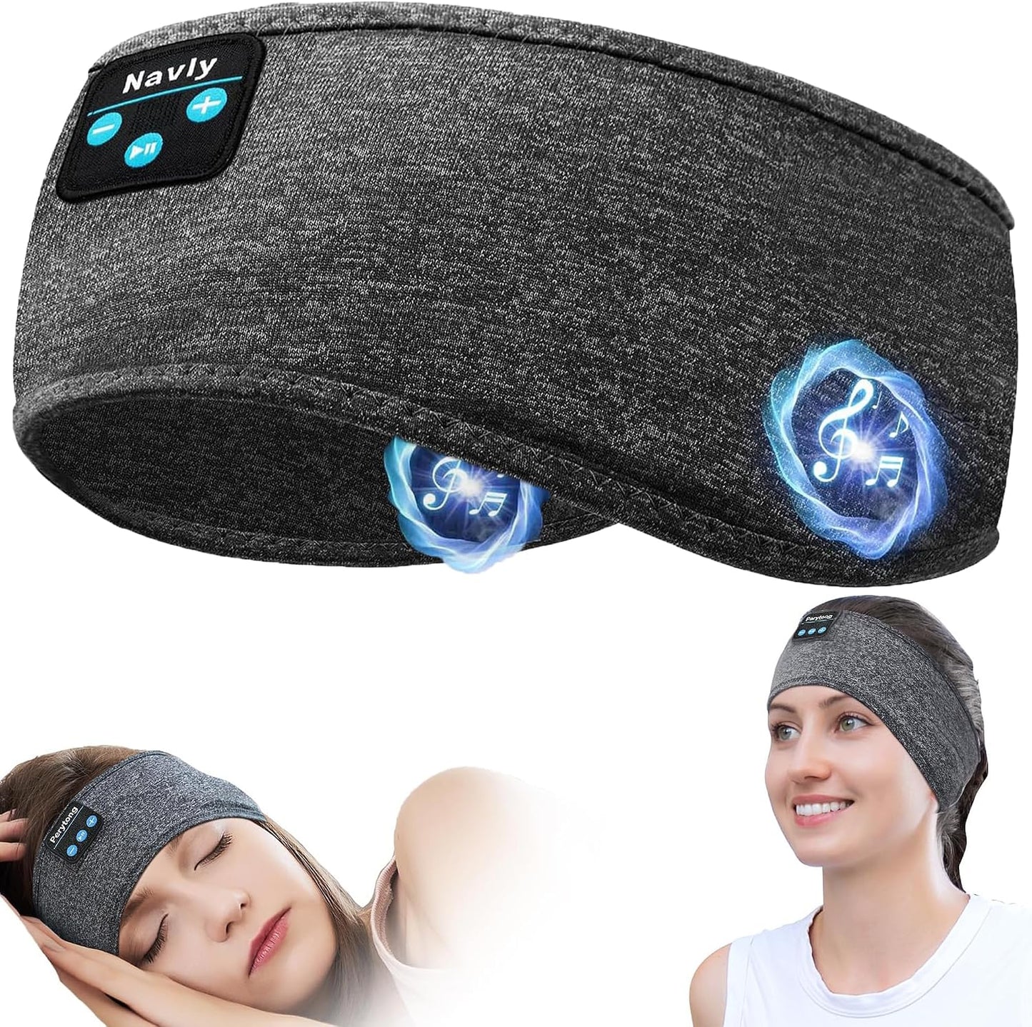 Navly Sleep Headphones, 12Hrs Sports Headband with Soft Cozy Earbuds Comfortable, Headphones Headband with Ultra-Thin HD Stereo Speakers Perfect for Workout,Running,Yoga,Travel