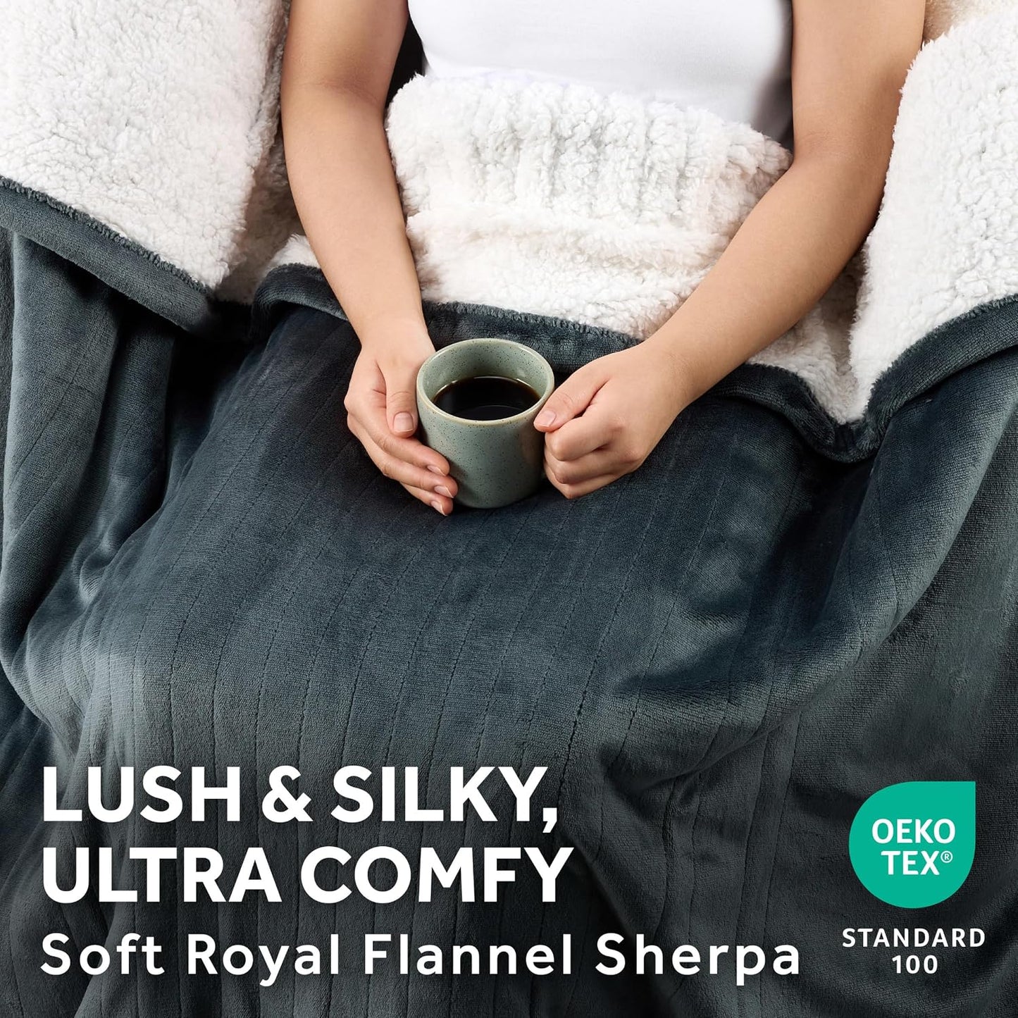Sunbeam Electric Throw Royal Mink Sherpa Heated Blanket, 4 Heat Settings, 4-Hour Auto Shut-Off, Fast Heating, Luxurious and Ultra Comfy, Cabernet Color, 50" x 60"