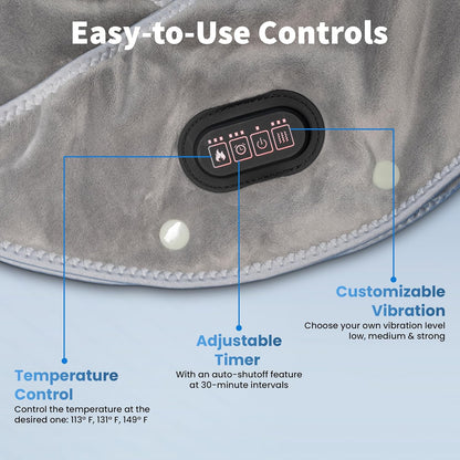 Callixe TheraWrap | Cordless Heating Pad for Neck, Shoulders, and Upper Back | Cervical Electric Massager with Instant Heat and Vibration for Pain Relief & Deep Relaxation | Ideal Gift for Mom & Dad