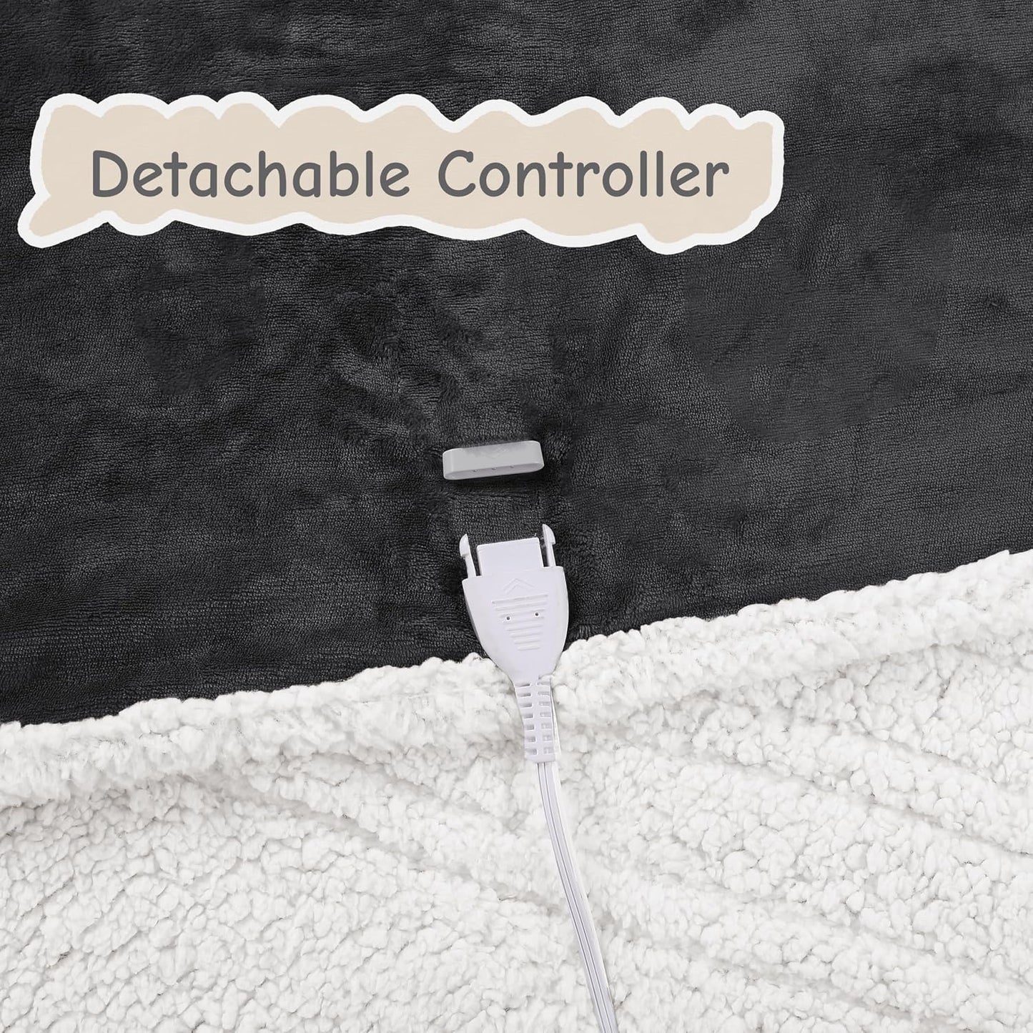 Soypipo Electric Heated Throw Blanket 50"x60", Faux Fur Plush with 4 Heat Settings & 2/4/8/10H Auto Shut-Off, Overheat Protection, Machine Washable, for Office & Chair, Dark Grey