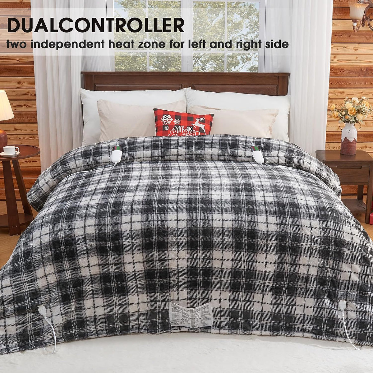 Heated Blanket Electric Throw 50X60 Heating Blanket with 10 Heating Levels 8 Hours Auto Off, Blue Plaid Sherpa Blankets Winter Warmer, Home Decor for Couch Bed Office,Gifts for Mom, Women,Washable