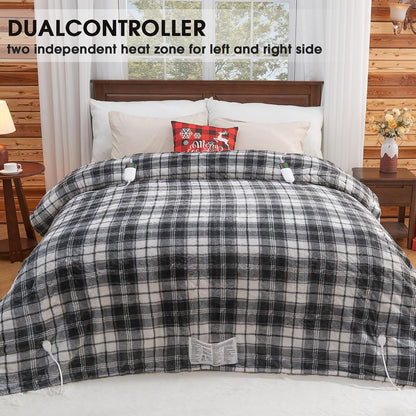 Heated Blanket Electric Throw 50X60 Heating Blanket with 10 Heating Levels 8 Hours Auto Off, Blue Plaid Sherpa Blankets Winter Warmer, Home Decor for Couch Bed Office,Gifts for Mom, Women,Washable