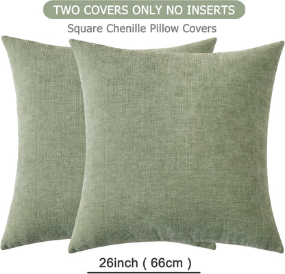 GAWAMAY Lumbar Support Pillow Decorative Rectangle Throw Pillow Covers 12"x20" Inch Set of 2, Soft Chenille Fall Pillowcase for Living Room Bedroom Sofa Couch Cushion Cover Grey 30x50cm (No Insert)