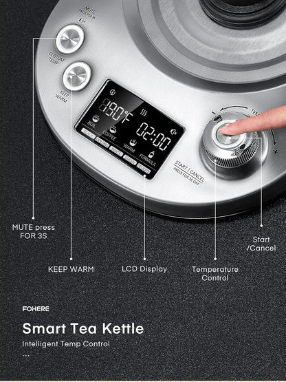 Electric Tea Kettle, 9 Temperature Control Presets Glass Kettle, 1200W Tea Pot with Removable Infuser, 2 Hours Keep Warm, 1.7 Liter Electric Kettles, Borosilicate Glass & Stainless Steel