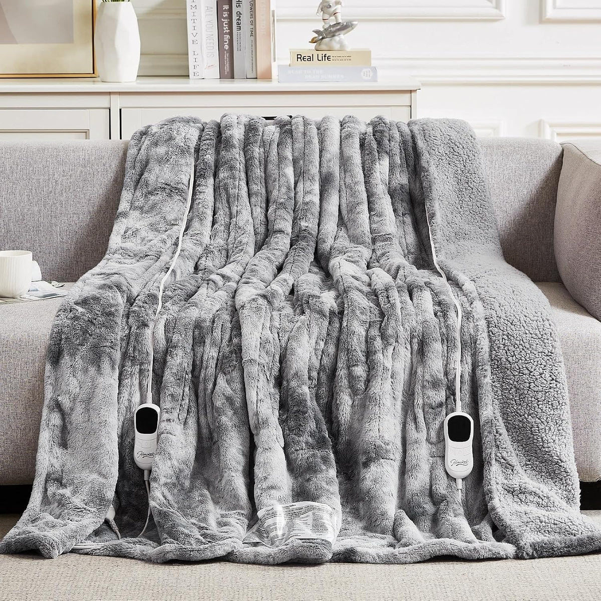 Homemate Heated Blanket Electric Heating Throw 50x60 Plush Faux Fur Sherpa