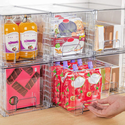 Vtopmart 4 Pack Large Stackable Storage Drawers, Clear | Easily Assemble Bathroom Closet Undersink Organizers and Storage Kitchen Cabinets,Pantry,Makeup,Medicine Organization