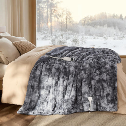 Bedsure Heated Blanket Throw, Soft Electric Blanket with Preheat, Cream
