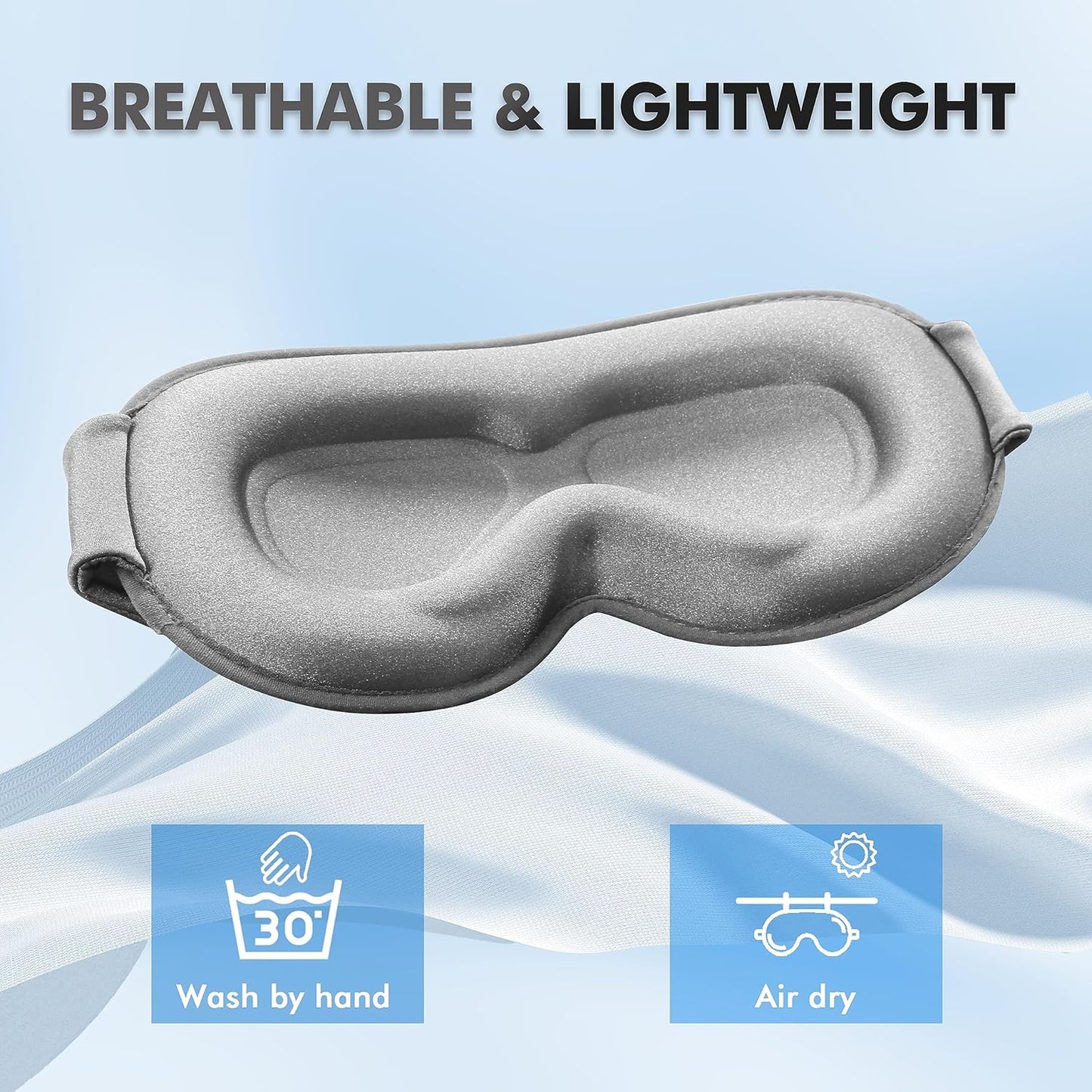 Sleep Eye Mask for Men Women, Lash Extensions 3D Sleeping Mask, Travel Blackout Night Blindfold Eye Shade Cover with Adjustable Strap (Black)