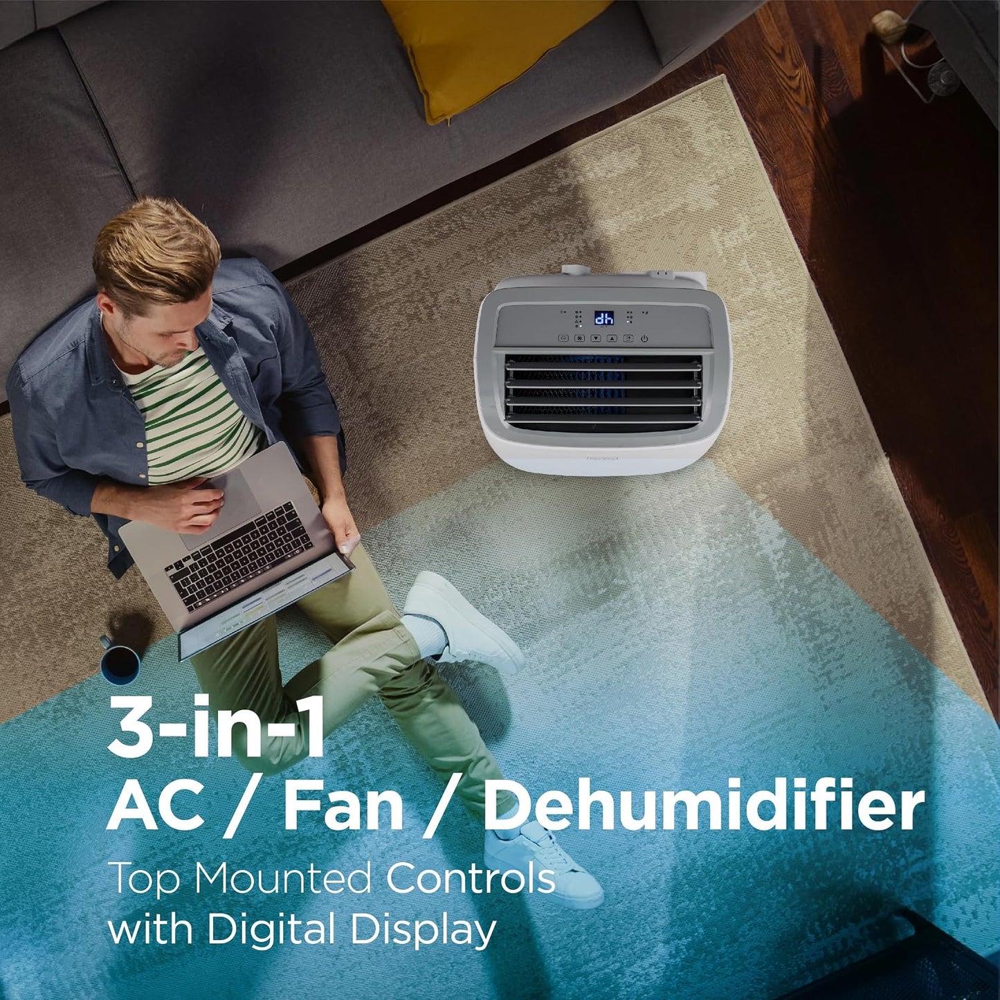 BLACK+DECKER Smart Portable Air Conditioner, 12,000 BTU, BPACT12WT, White | 8,000 BTU SACC for Rooms up to 550 Sq. Ft., Smart 3-in-1 Portable AC, Fan and Dehum with Follow Me Remote