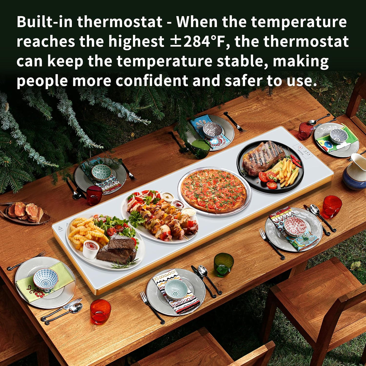 Electric Warming Tray,Extralong 47"x12",Tempered Glass Warming Mat for Food