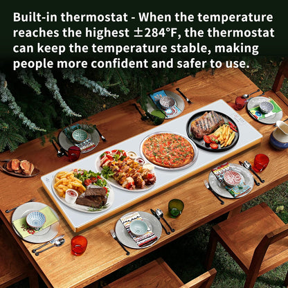 Electric Warming Tray,Extralong 47"x12",Tempered Glass Warming Mat for Food