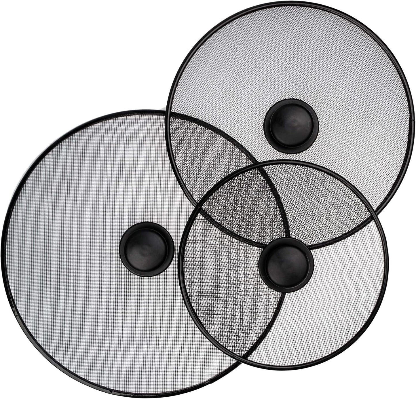 Stainless Steel Splatter Screen with Lid for Cooking - Set of 3: 8,2", 10", 11,4" - Splatter Grease Guard for Kitchen Stove - Anti Oil Splash Frying Shield