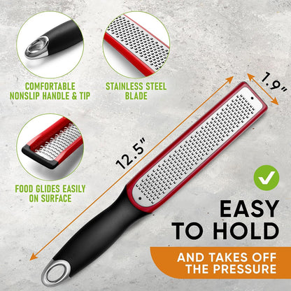 Spring Chef Stainless Steel Lemon Zester - Garlic & Ginger Grater - Gray | Premium Zester with Blade Cover, Cheese Grater with Handle for Parmesan, Nutmeg, Lime - Durable Citrus Zester, Fine Shred