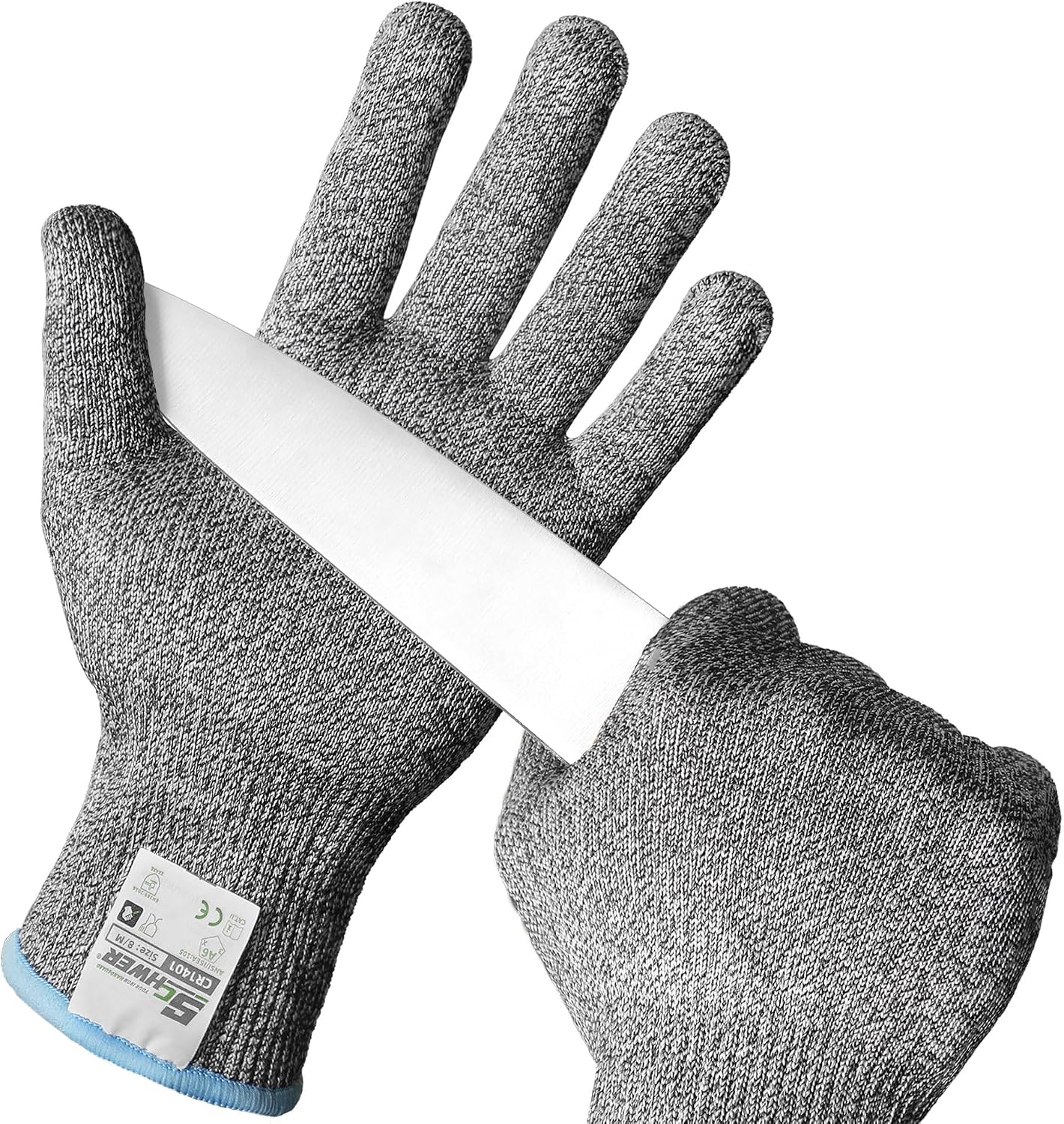 Schwer SlicePro Ultra-Durable ANSI Cut Resistant Gloves PR1501, 10X Reinforced Food Grade Cutting Glove, Mandoline Gloves for Kitchen Meat Cutting, Oyster Shucking, Fish Fillet Processing, M | Non PFAS, No Glass Fiber, for Kitchen Food Prep, Mandolin