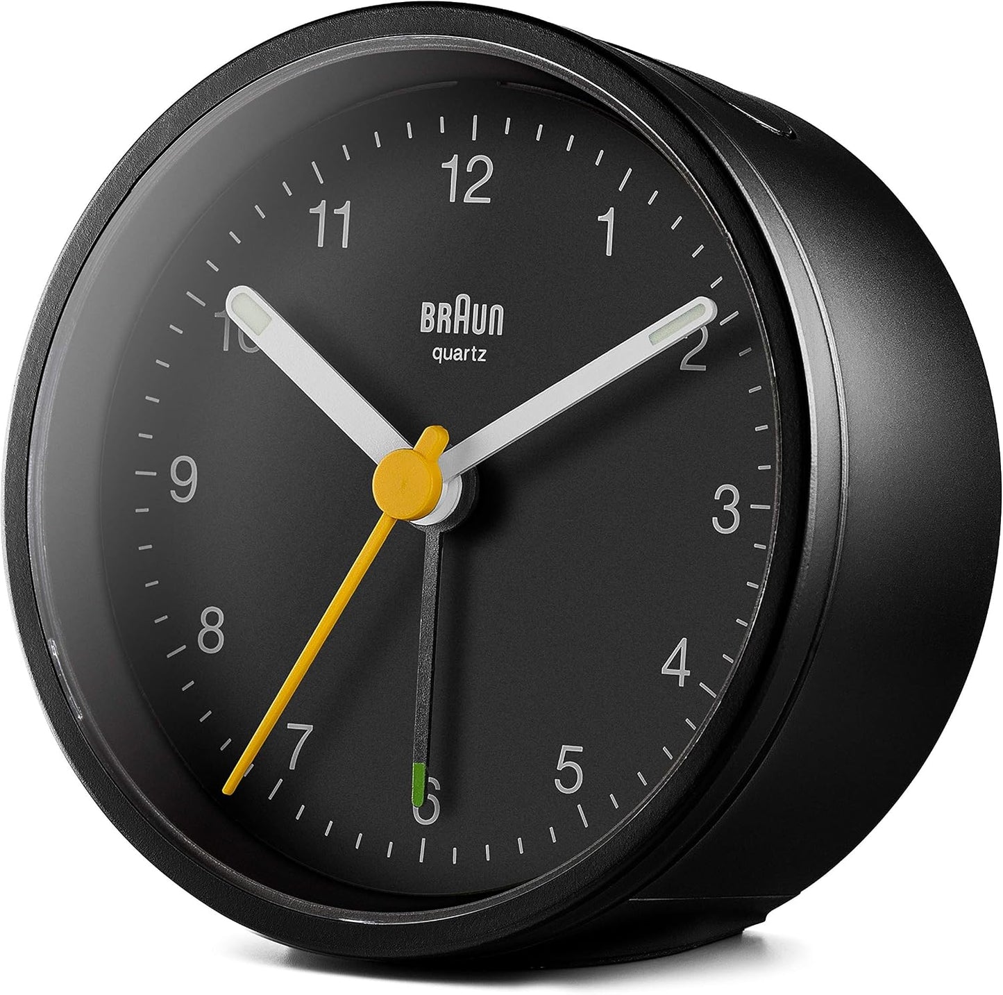 Braun Classic Analogue Alarm Clock with Snooze and Light, Quiet Quartz Movement, Crescendo Beep Alarm in White, Model BC12W.