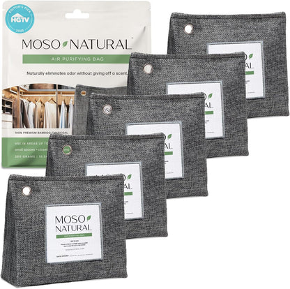 Moso Natural Air Purifying Bag 300g, Premium Charcoal Odor Absorber & Deodorizer for Closets, Bathrooms & Small Spaces — Lasts 2 Years, Pet Odor Eliminator for Home, Unscented Bamboo Charcoal Bag
