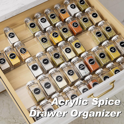 MIUKAA Clear Acrylic Spice Drawer Organizer, 4 Tier Seasoning Jars Drawers Insert, Kitchen Spice Rack Tray for Drawer/Countertop (Jars not included)
