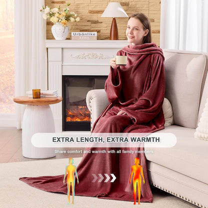 IFNOW Fleece Wearable Blanket with Sleeves, Oversized Snuggle Robe