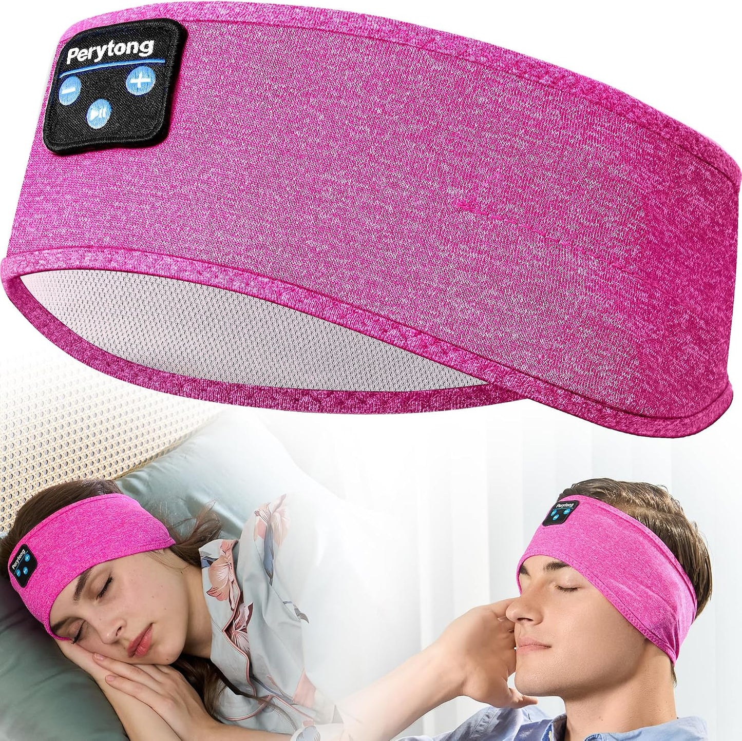 Perytong Sleeping Headphones Bluetooth Headband, Soft Long Time Play Sleeping Headsets with Built in Speakers Perfect for Workout,Running,Yoga,Travel, Darkgray