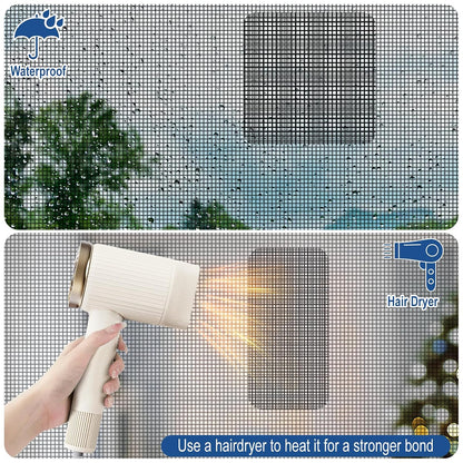 16pcs Fiberglass Screen Repair Patches 3 Sizes Gray Self Adhesive Mesh Tape | Fast Repair Tape for Window, Screen Door & Mosquito Net, Instant Patch to Fix Small Holes and Tears Easily