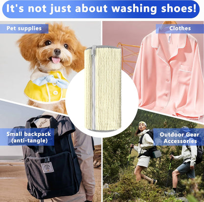 Reusable Shoe Washing Bag, 2-Pack Chenille Laundry Bag for Washer & Dryer. | Soft chenille fibers help deep clean sneakers while the hidden zipper keeps shoes secure and helps protect your washer.