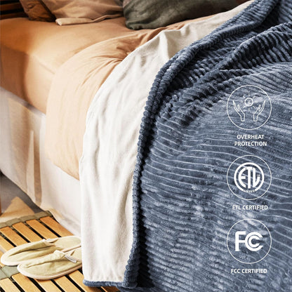 Heated Blanket 50x60”, 3 Hours Auto-Off Electric Blanket, Grey