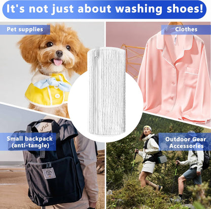 Reusable Shoe Washing Bag, 2-Pack Chenille Laundry Bag for Washer & Dryer. | Soft chenille fibers help deep clean sneakers while the hidden zipper keeps shoes secure and helps protect your washer.