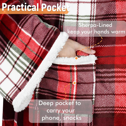 Catalonia Wearable Blanket with Sleeves & Foot Pocket for Adults | Soft Fleece Throw Wrap with Hands-Free Comfort, Perfect for Reading, TV Time & Relaxing, Christmas Gift for Women & Men