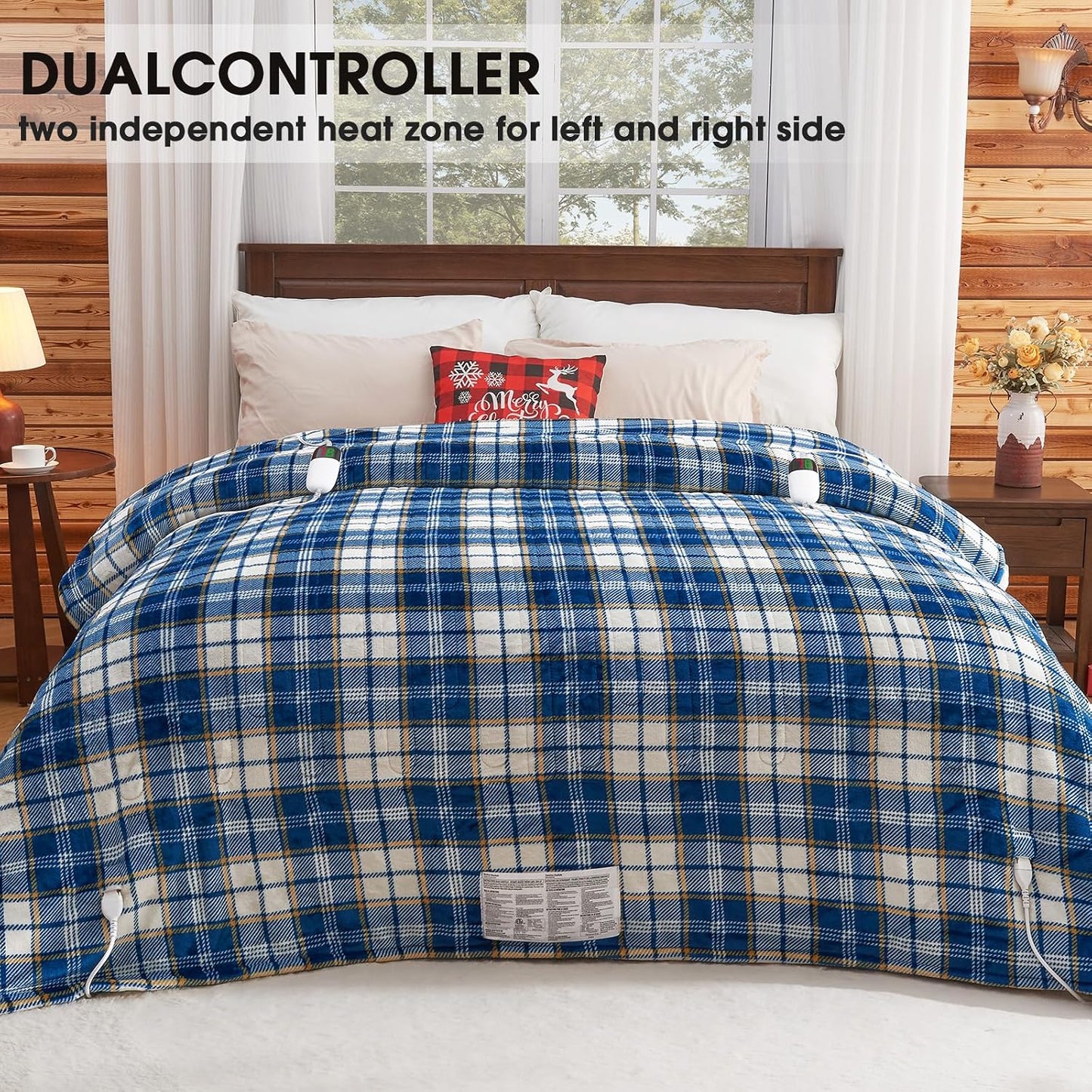 Heated Blanket Electric Throw 50X60 Heating Blanket with 10 Heating Levels 8 Hours Auto Off, Blue Plaid Sherpa Blankets Winter Warmer, Home Decor for Couch Bed Office,Gifts for Mom, Women,Washable