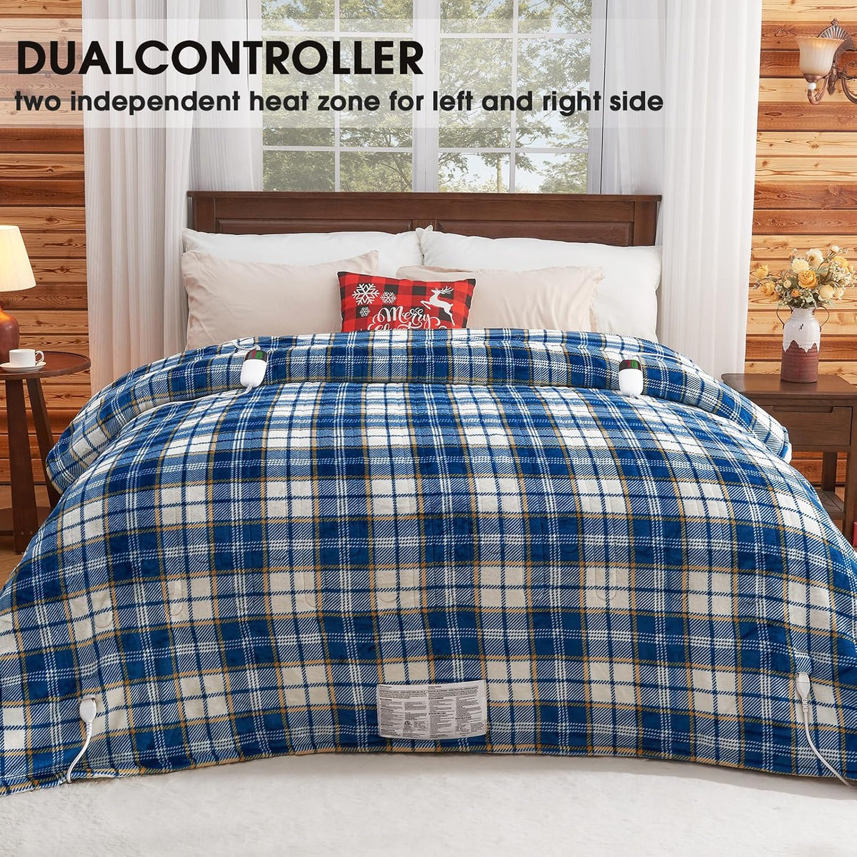 Heated Blanket Electric Throw 50X60 Heating Blanket with 10 Heating Levels 8 Hours Auto Off, Blue Plaid Sherpa Blankets Winter Warmer, Home Decor for Couch Bed Office,Gifts for Mom, Women,Washable