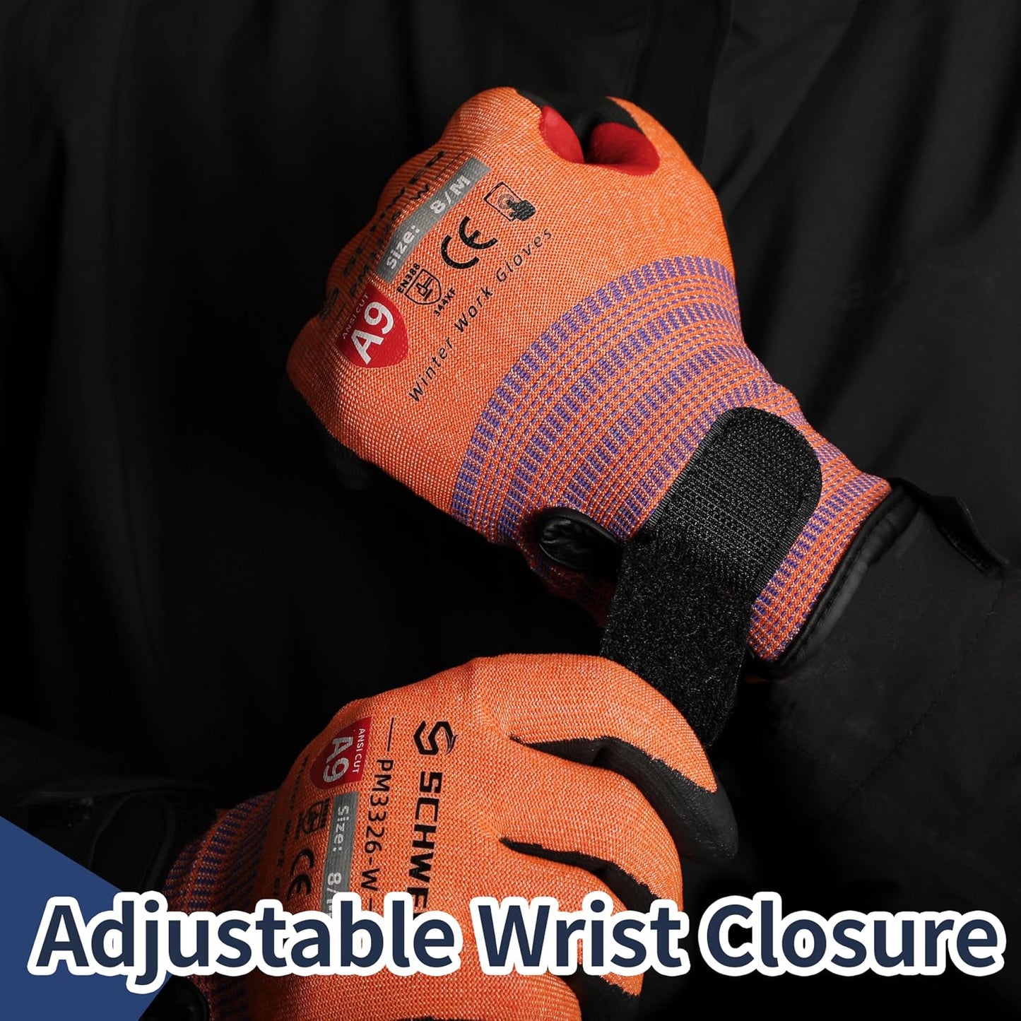 Schwer ProGuard High Level Cut Resistant Work Gloves for Extreme Protection, ANSI A9 Cut Gloves with Reinforced Thumb, Non Slip, Breathable, Durable, Touch-screen, Black 1 Pair（L 3326