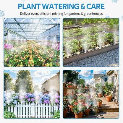 homenote Misting Cooling System 75FT(23M) Pre-Assembled Kit with 28 Brass Nozzles & 3/4" Brass Adapter, Outdoor Mister for Patio, Backyard, Pergola & Greenhouse