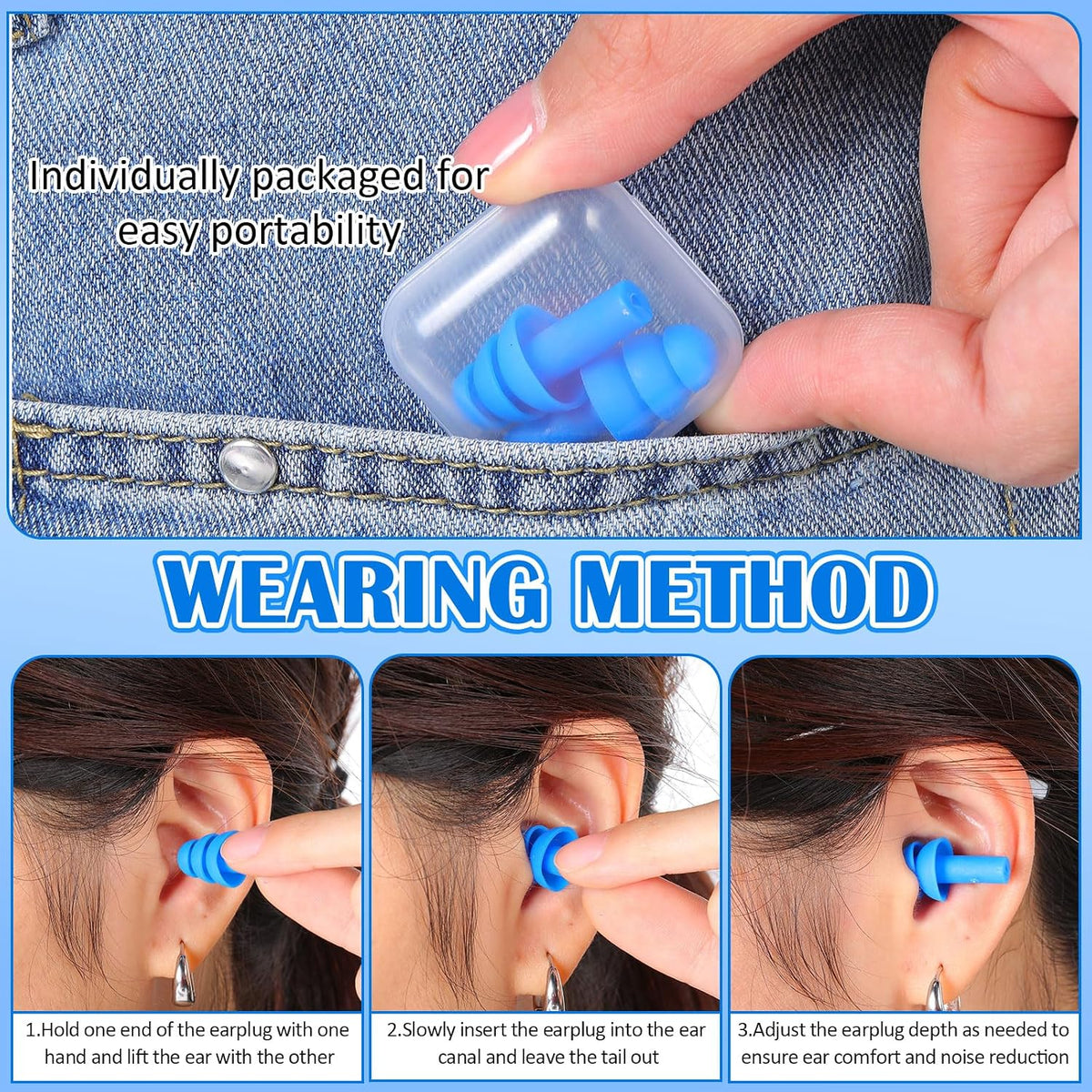 Trelaco 100 Pairs Silicone Ear Plugs Bulk with Case Nrr 29db, Black