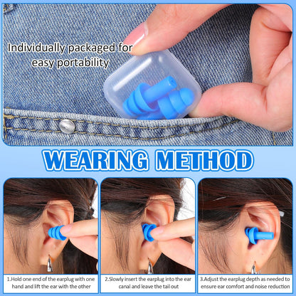 Trelaco 100 Pairs Silicone Ear Plugs Bulk with Case Nrr 29db, Black
