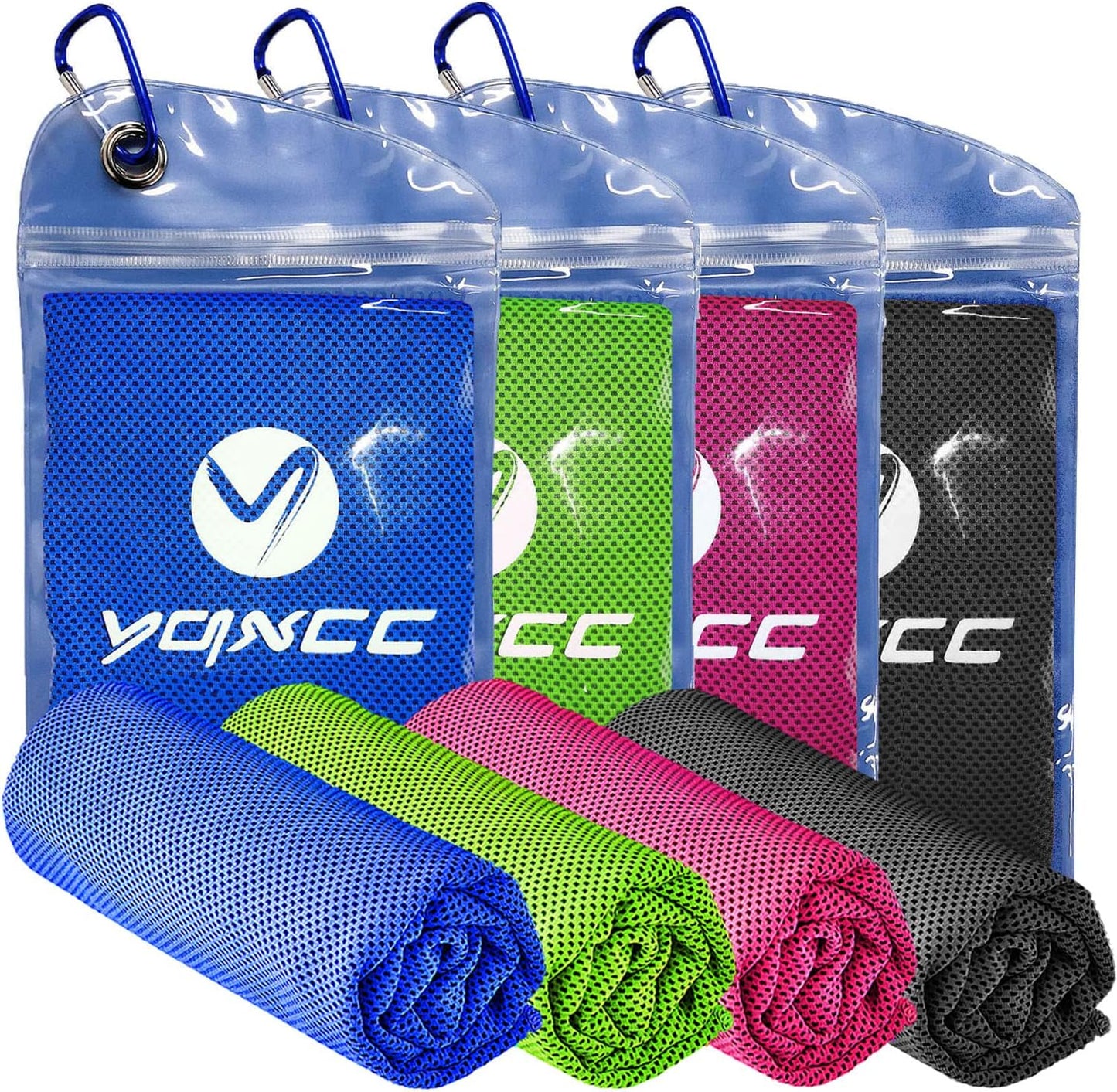 YQXCC 4 Pack Cooling Towels (47"x12"), Ice Cool Towels for Neck & Face | Soft Breathable Microfiber, Instant Cooling Neck Wraps, Ideal for Yoga, Golf, Gym, Running, Camping & Hot Weather