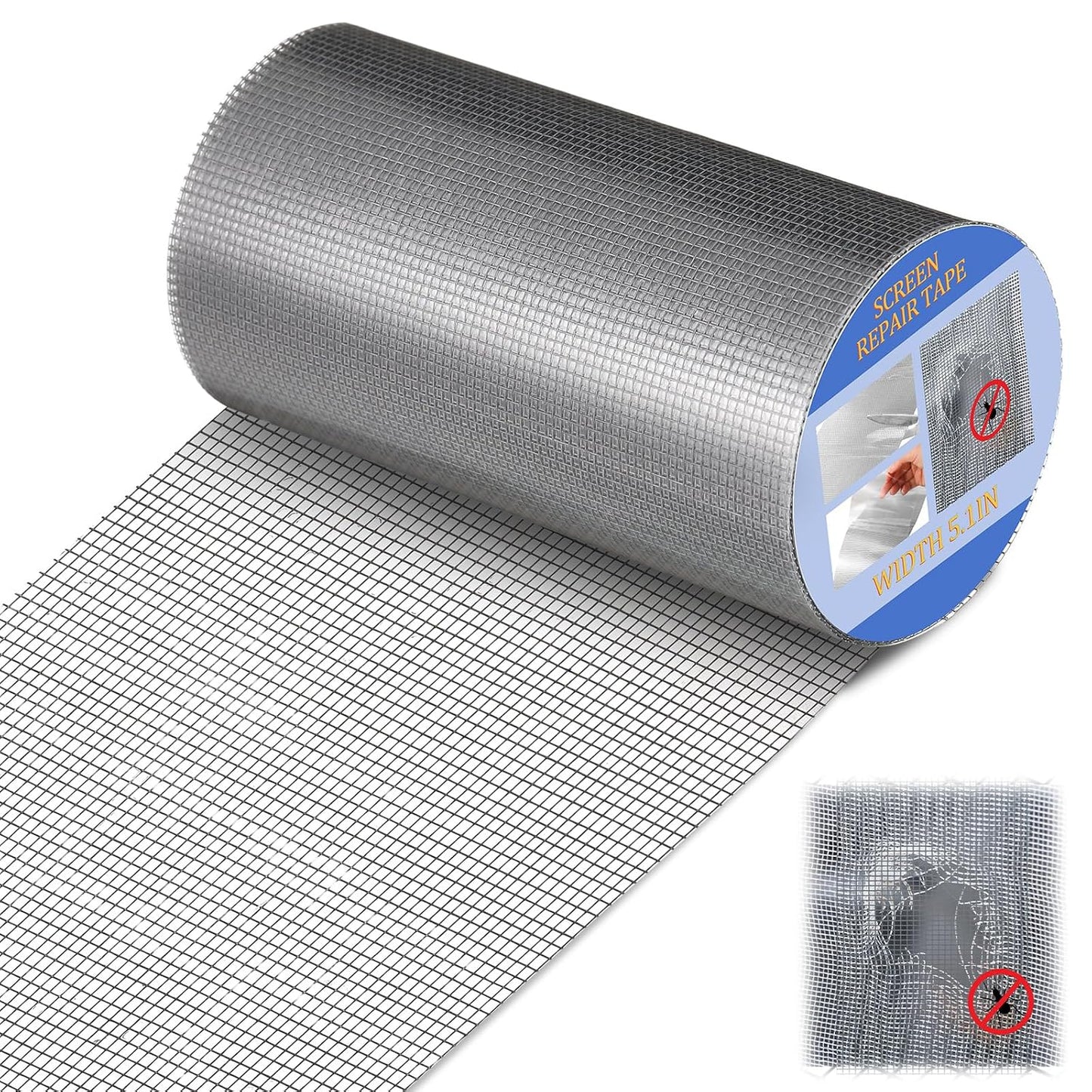 CroBlissful 5 Inch X 20 ft Extra Wide Window Screen Tape Mesh Repair, Gray | Strong Adhesive, Waterproof Fiberglass, Screen Repair Kit Patch, for Window Door Tears Holes