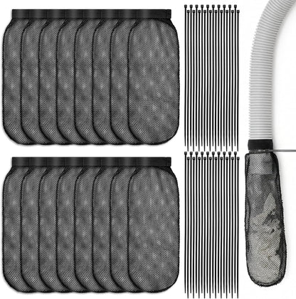 32-Piece Lint Trap and Cable Ties Set for Washing Machine, Includes 8 Nylon Mesh Lint Traps and 24 Cable Ties, Easy and Effective Lint Filtration (White)