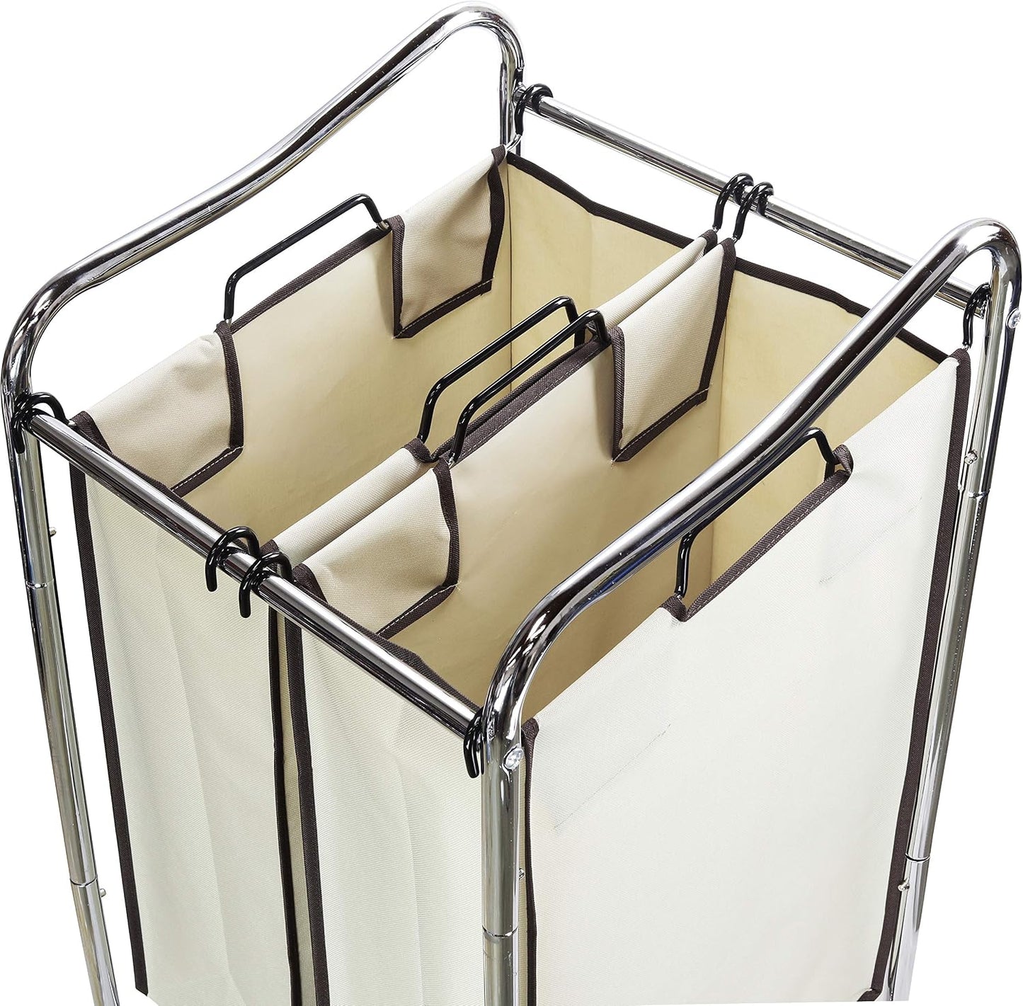 Simple Houseware 2-Bag Heavy Duty Laundry Sorter Rolling Cart, Dark Grey | Removable Bags and Lockable Wheels for Laundry Room Organization