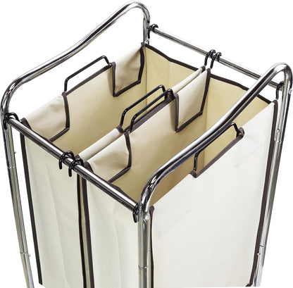 Simple Houseware 2-Bag Heavy Duty Laundry Sorter Rolling Cart, Dark Grey | Removable Bags and Lockable Wheels for Laundry Room Organization