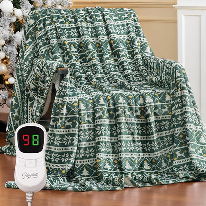 Homemate Heated Blanket Electric Throw - 50“x60“ Heating Blanket with 10 Fast Heat Levels 8 Hours Auto Off Soft Cozy Flannel Over-Heated Protection ETL Certification Keep Warming in Home | Throw with 10 Fast Heat Levels 8 Hours Auto Off Over-Heated