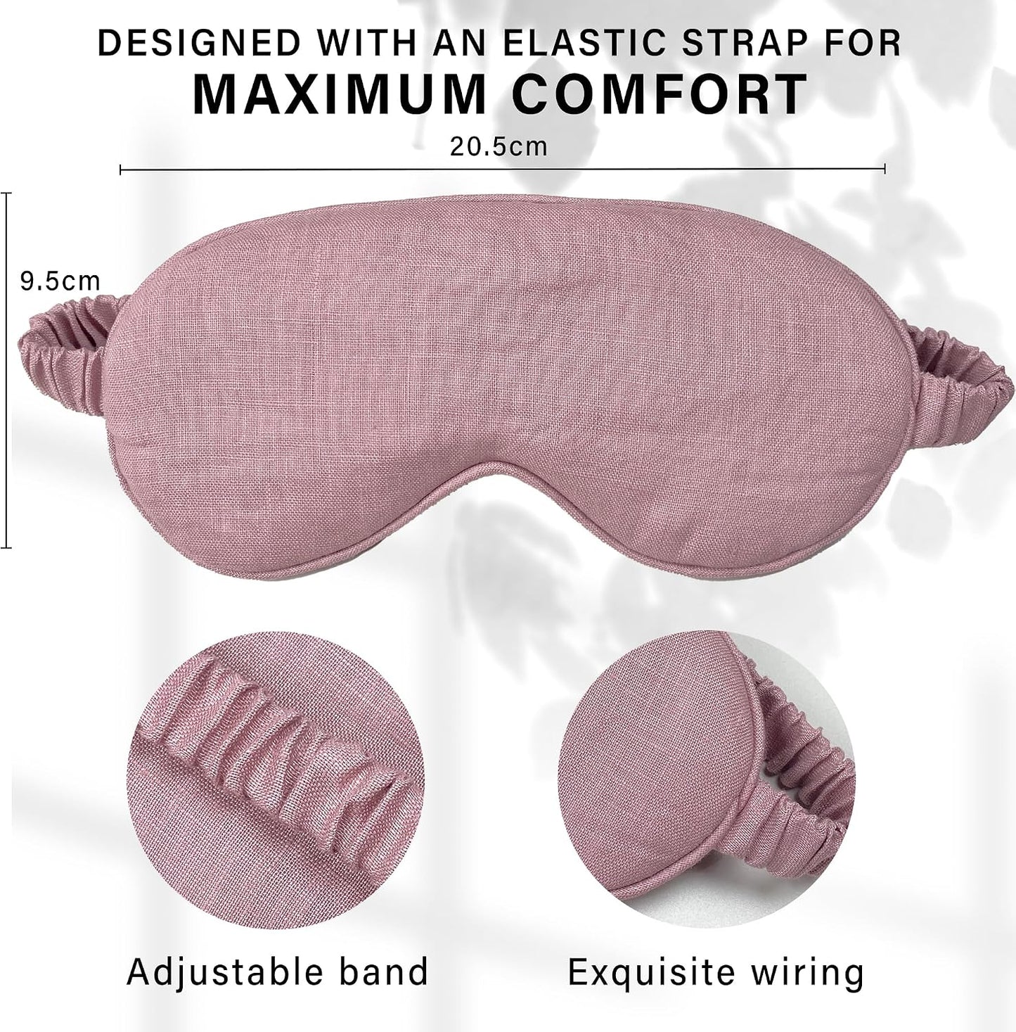 Eye mask Pure Linen Sleep Mask with Elastic Band, No Pressure On Eyes,Side Sleeper Eye Cover Organic Cotton Core Blindfold,Napping & Yoga Travel Essentials (Natural)